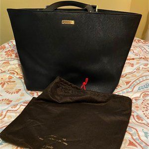 kate spade classic tote, black leather